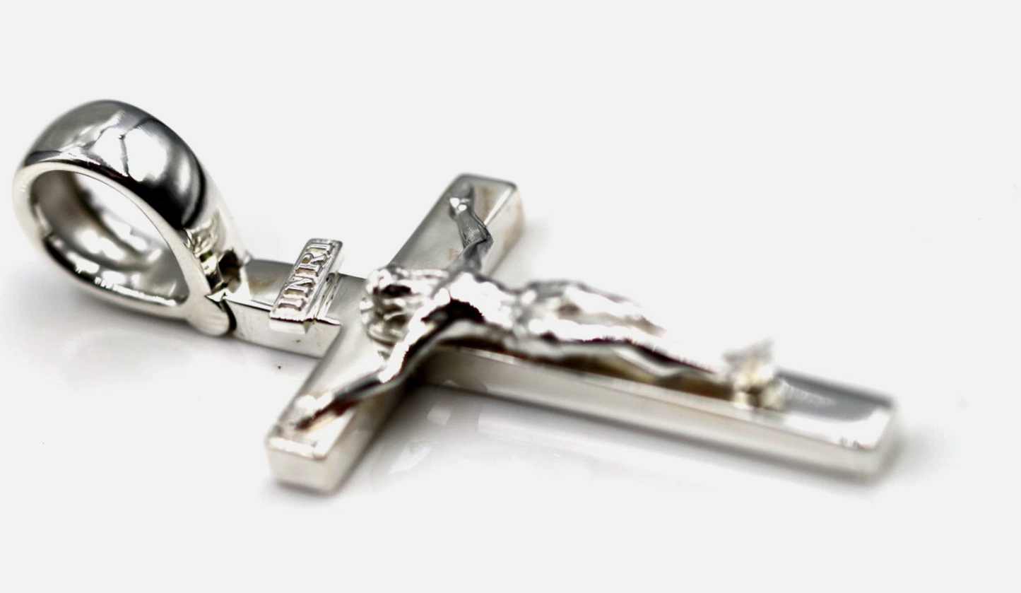 Sterling Silver Solid 925 Heavy Crucifix Cross Pendant 9mm wide bail