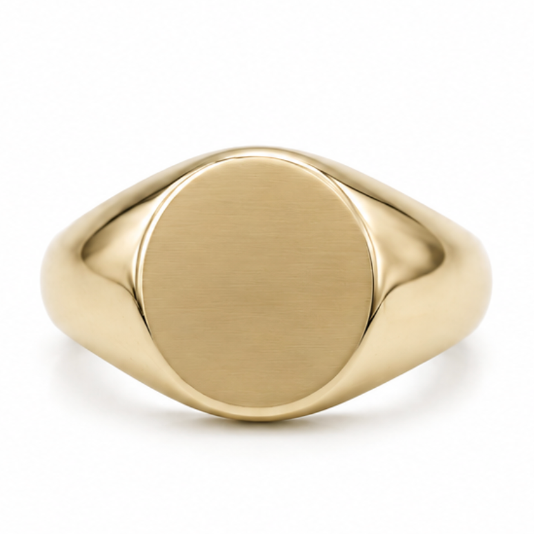 Kaedesigns Full Solid Heavy 9ct Yellow, Rose or White Gold Oval Signet Ring Size H 10mm x 9mm