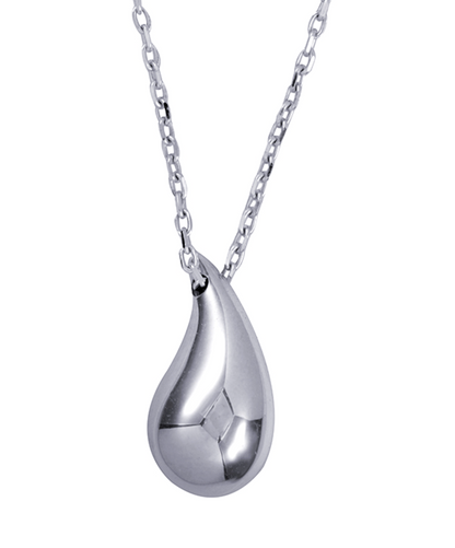 Genuine 9k 9ct Yellow or White Gold Teardrop Pendant with Diamond Cut Cable Chain 50cm