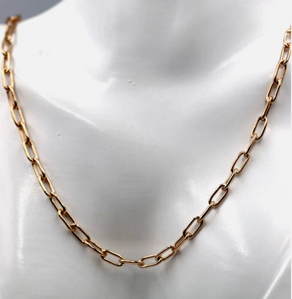 Handmade Genuine 38cm 9ct 9k 375 Yellow, Rose or White Gold Paper Clip Chain Necklace