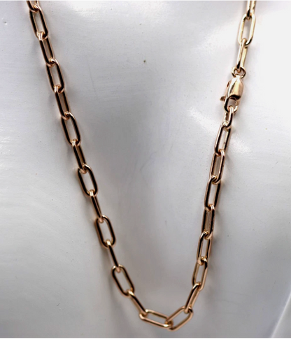 Handmade Genuine 38cm 9ct 9k 375 Yellow, Rose or White Gold Paper Clip Chain Necklace