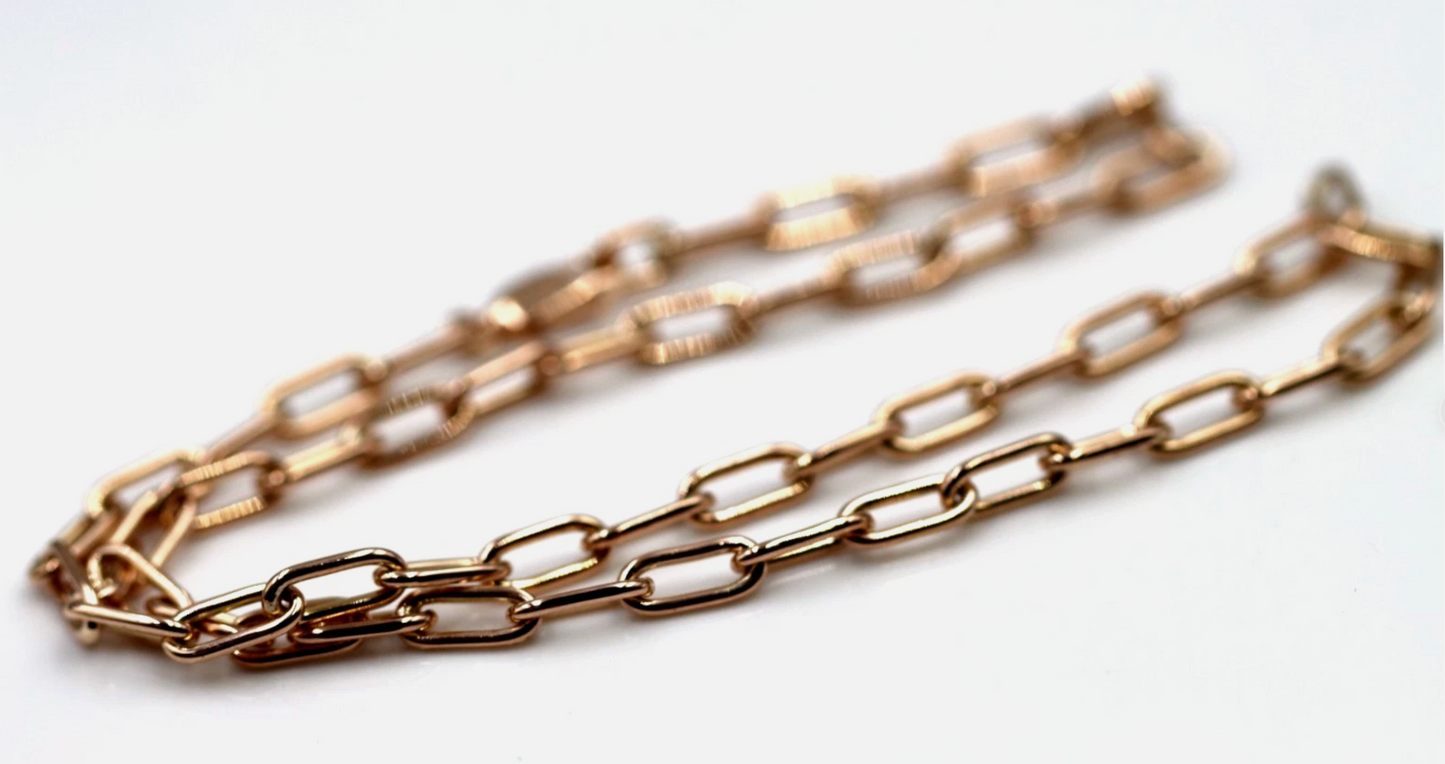 Handmade Genuine 38cm 9ct 9k 375 Yellow, Rose or White Gold Paper Clip Chain Necklace