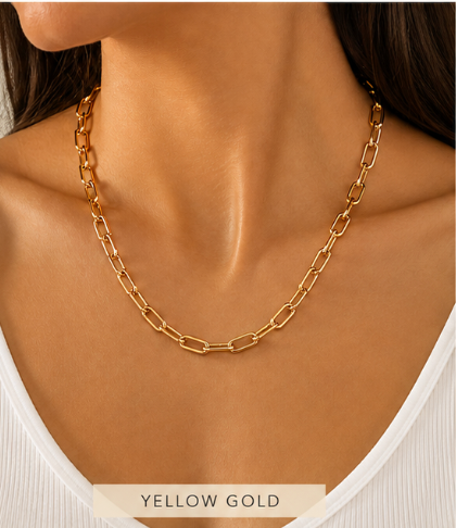 Handmade Genuine 38cm 9ct 9k 375 Yellow, Rose or White Gold Paper Clip Chain Necklace