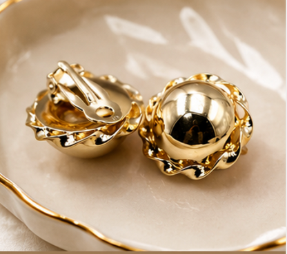 Kaedesigns Genuine 9ct 9k 375 Yellow, Rose Or White Gold Clip On 16mm Half Ball Earrings