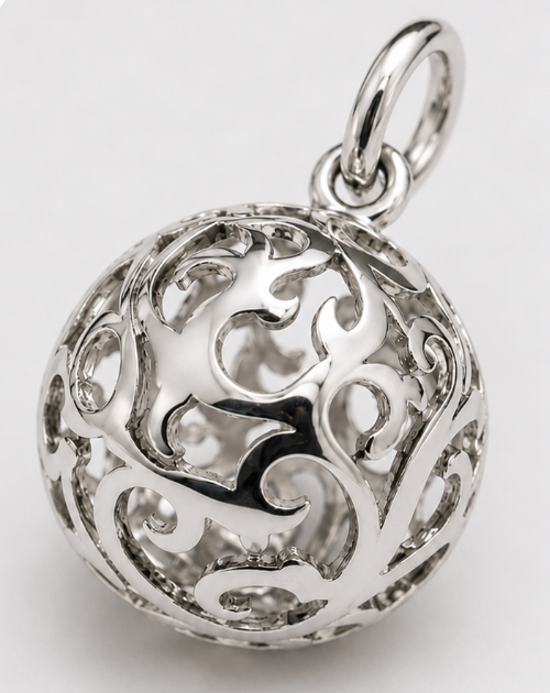 Kaedesigns Heavy 9ct 9k 375 Rose, Yellow Or White Gold 18mm Filigree Ball Pendant