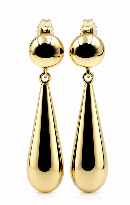Kaedesigns Genuine 9ct 9K 375 Yellow, Rose or White Gold Large Teardrop Tear Drop Stud 8mm Half Ball Earrings