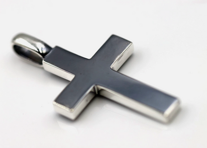 Genuine Large Heavy Oxidised Sterling Silver 925 Cross Pendant