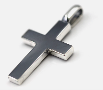Genuine Large Heavy Oxidised Sterling Silver 925 Cross Pendant