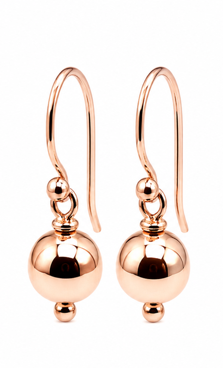 Kaedesigns Genuine 9ct 9k 375 Yellow, Rose or White Gold 6mm Hook Ball Earrings