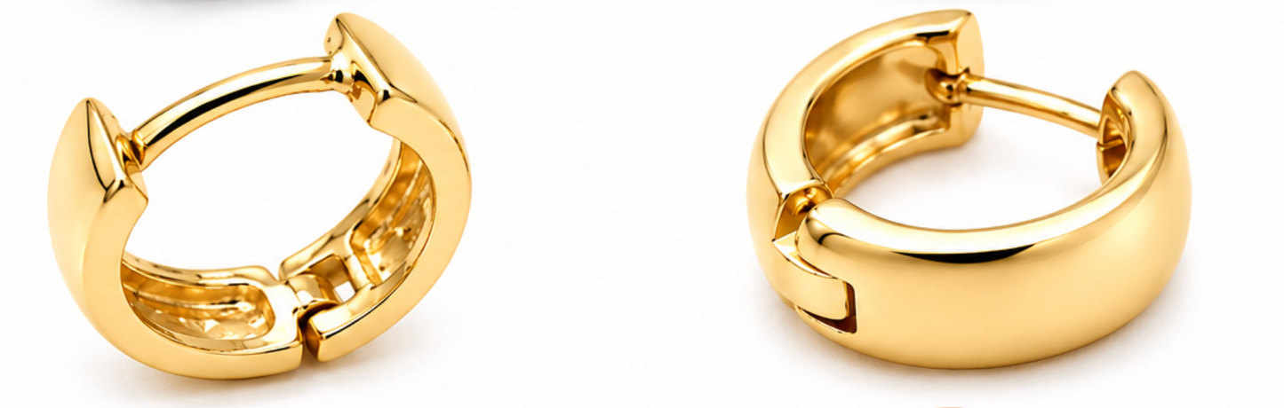 Kaedesigns Solid Genuine 9ct 9k 375 Yellow, Rose or White Gold Hoop Plain Small Huggies Earrings