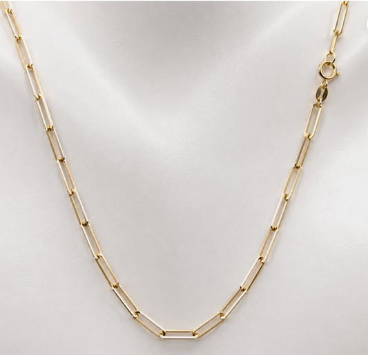 Genuine 9ct 9K 375 Yellow Gold  Paperclip Necklace Chain 45cm 2.7g