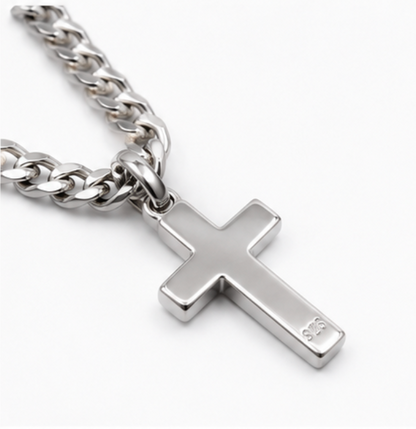 Kaedesigns Full Solid New Sterling Silver 925 Plain Cross Pendant & 60cm Chain