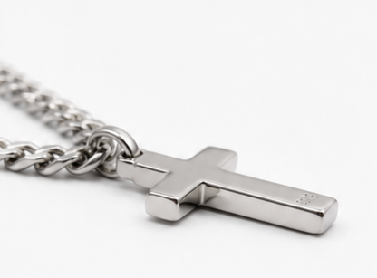 Kaedesigns Full Solid New Sterling Silver 925 Plain Cross Pendant & 60cm Chain