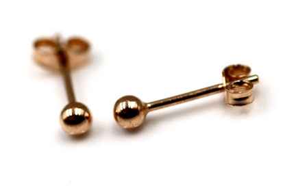 Kaedesigns Small Genuine 9ct 9k 375 Rose Gold 3mm Stud Ball Earrings