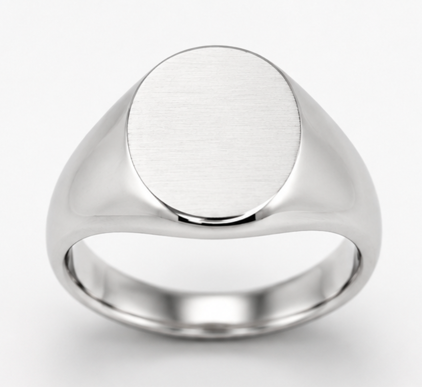 Kaedesigns Full Solid Heavy 9ct 9k 375 Yellow, Rose or White Gold Matt Polished Oval Signet 12mm x10mm Ring - Choose your ring size H to Q 1/2