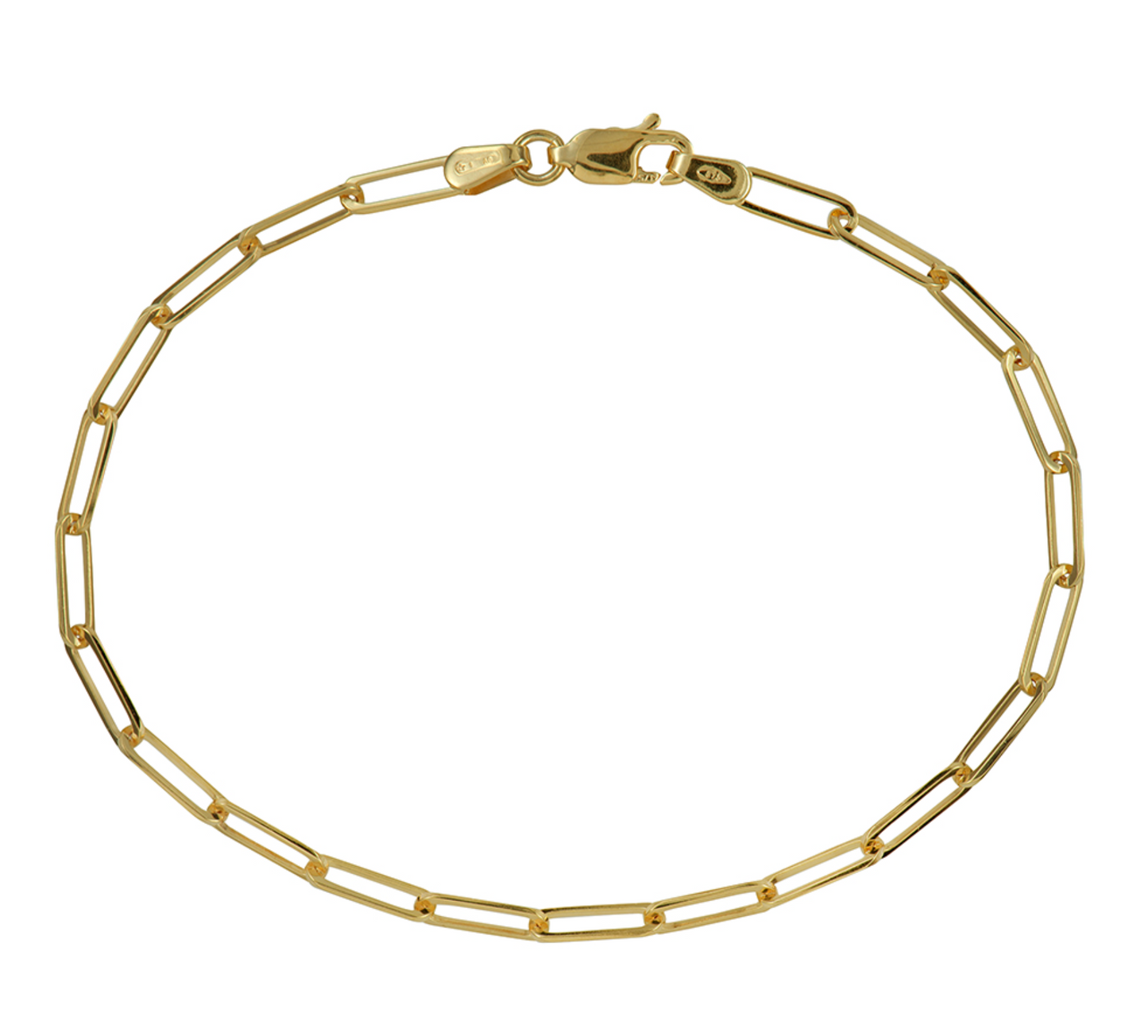 Genuine Handmade 19cm 9ct 9k 375 Yellow Gold Paper Clip Paperclip Bracelet