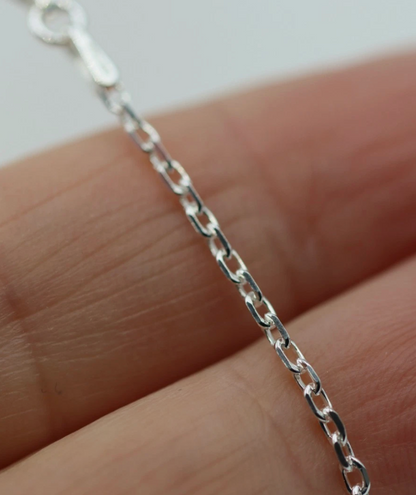 Genuine Sterling Silver 925 20cm Diamond Cut Cable Fine Bracelet