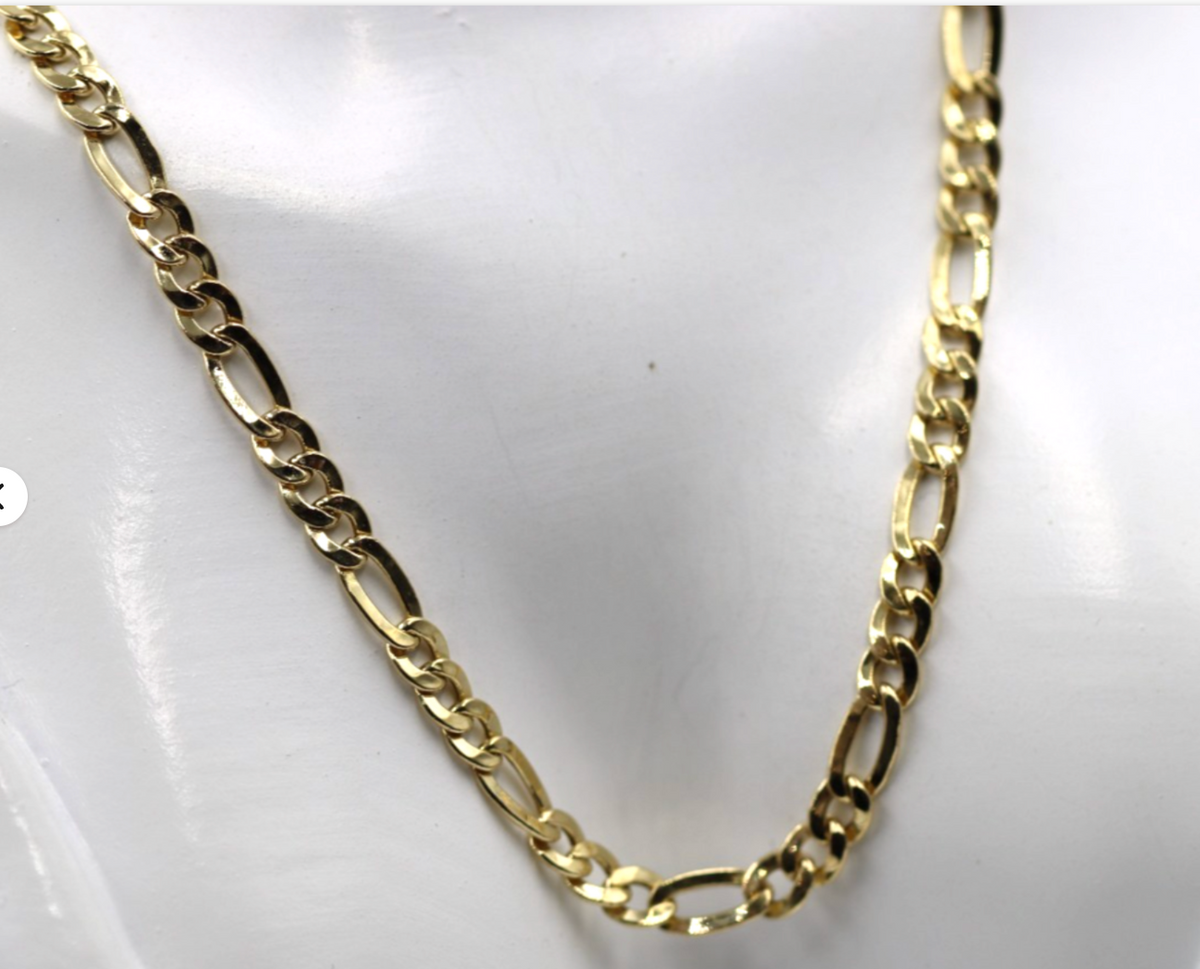 Genuine 18ct 750 Yellow Gold Hollow Figaro Chain Necklace Chain 10g