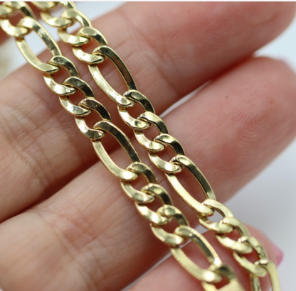 Genuine 18ct 750 Yellow Gold Hollow Figaro Chain Necklace Chain 10g