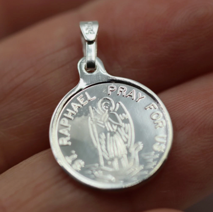 Genuine Fine Silver 999 Double-Sided St Jude & St Raphael Pendant Charm