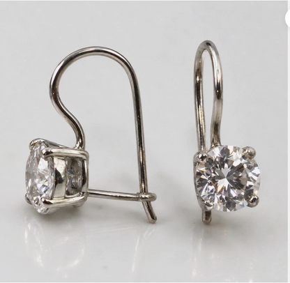 Sterling Silver 925 8mm Round CZ Cubic Zirconia Hook Drop Earrings