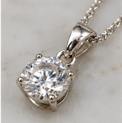 Genuine Sterling Silver 925 Claw 8mm Round Pendant with 45cm Chain + 5cm Extender