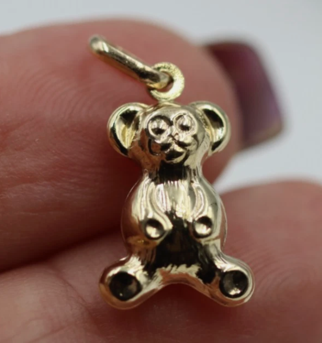 9ct Yellow Gold Teddy Bear Pendant Charm