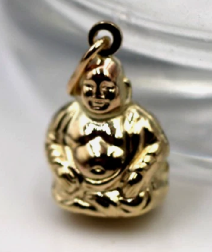 9ct Yellow Gold Laughing Buddha Good Luck Pendant Charm