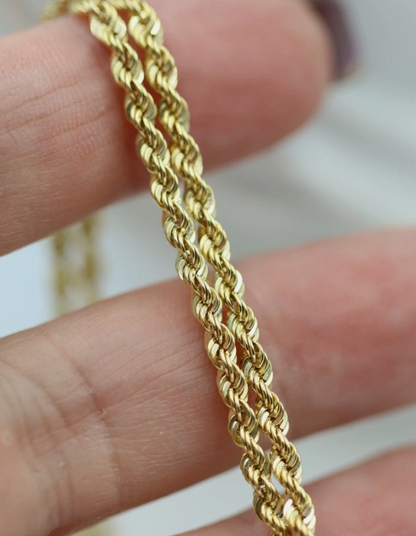 18ct Yellow Gold Diamond-Cut Rope Chain Necklace – 2.7mm, 50cm