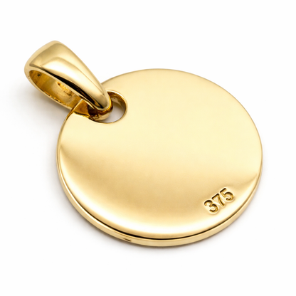 Genuine 9ct Yellow, Rose or White Gold Solid Circle Disc Pendant with Bale