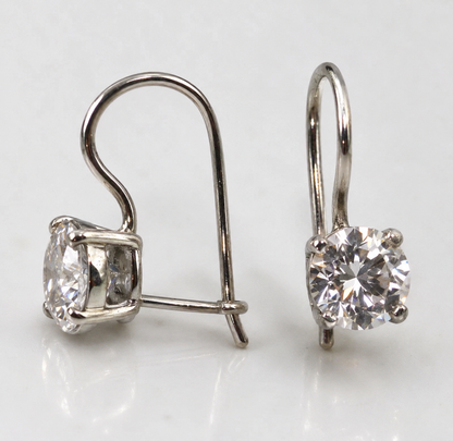 Sterling Silver 925 8mm Round CZ Cubic Zirconia Hook Drop Earrings
