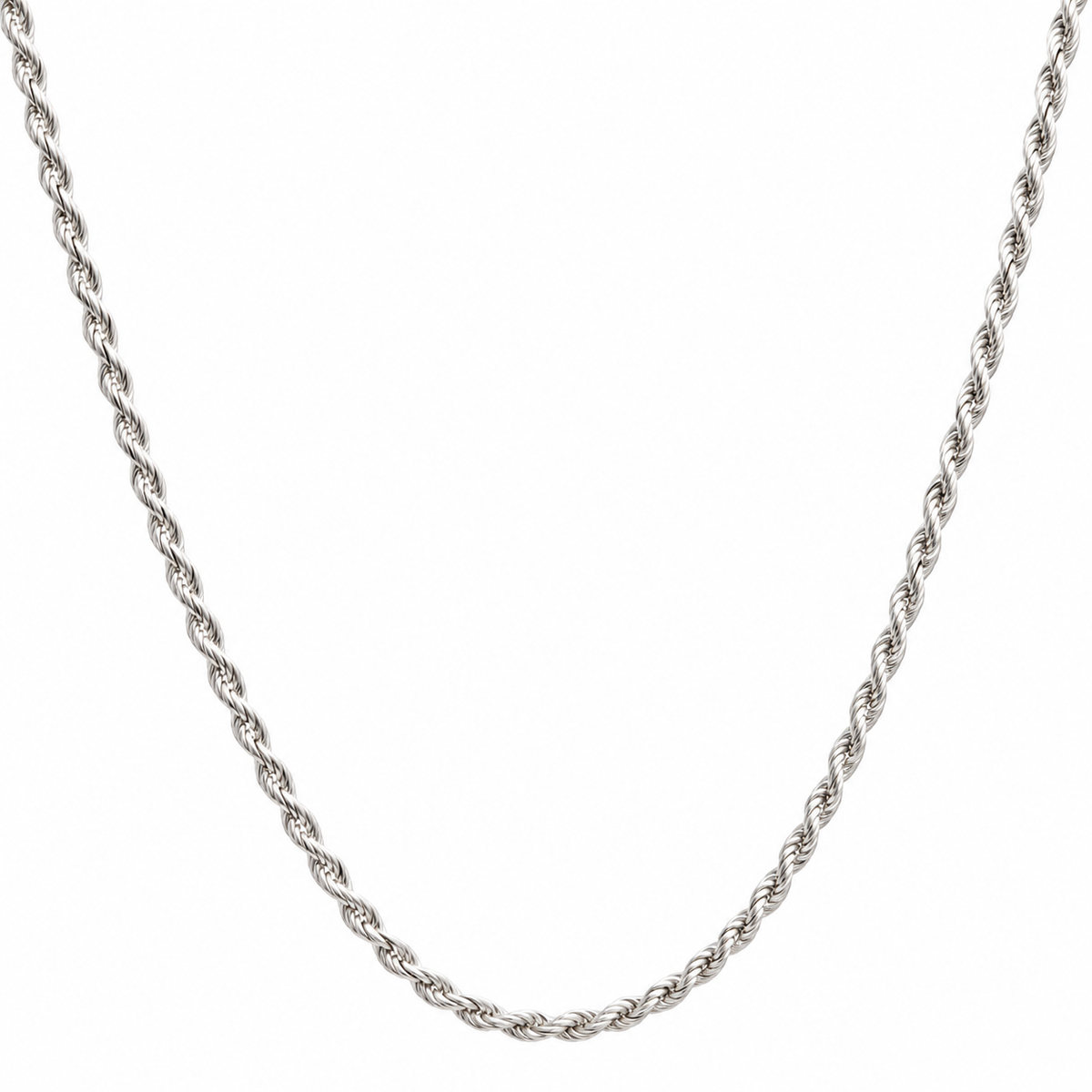 Sterling Silver 925 75cm Diamond-Cut French Rope Chain Necklace Adjustable