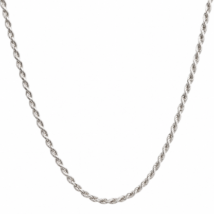 Sterling Silver 925 75cm Diamond-Cut French Rope Chain Necklace Adjustable