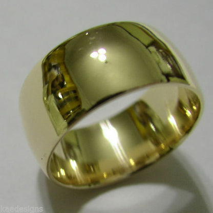 Kaedesigns Genuine SIze R  9ct 9k Yellow, Rose or White Gold Solid 10mm Wide Dome Ring Comfort