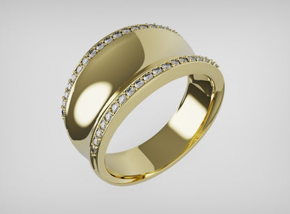 Kaedesigns Genuine Full Solid 9ct 9kt Yellow, Rose or White Gold Concave Dome Ring Set with Lab Grown Diamonds