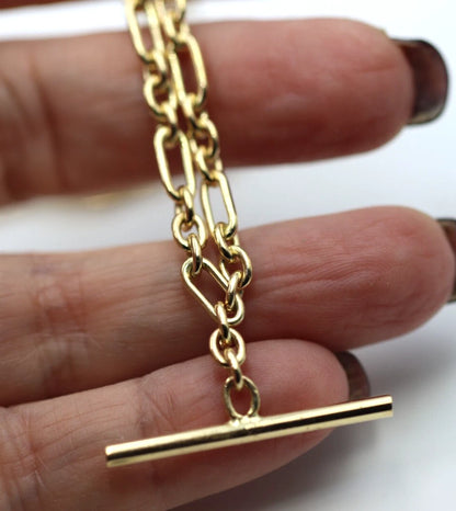 Genuine Solid 45cm 9ct Yellow Gold Fancy Link Chain Necklace + T-Bar - Last one