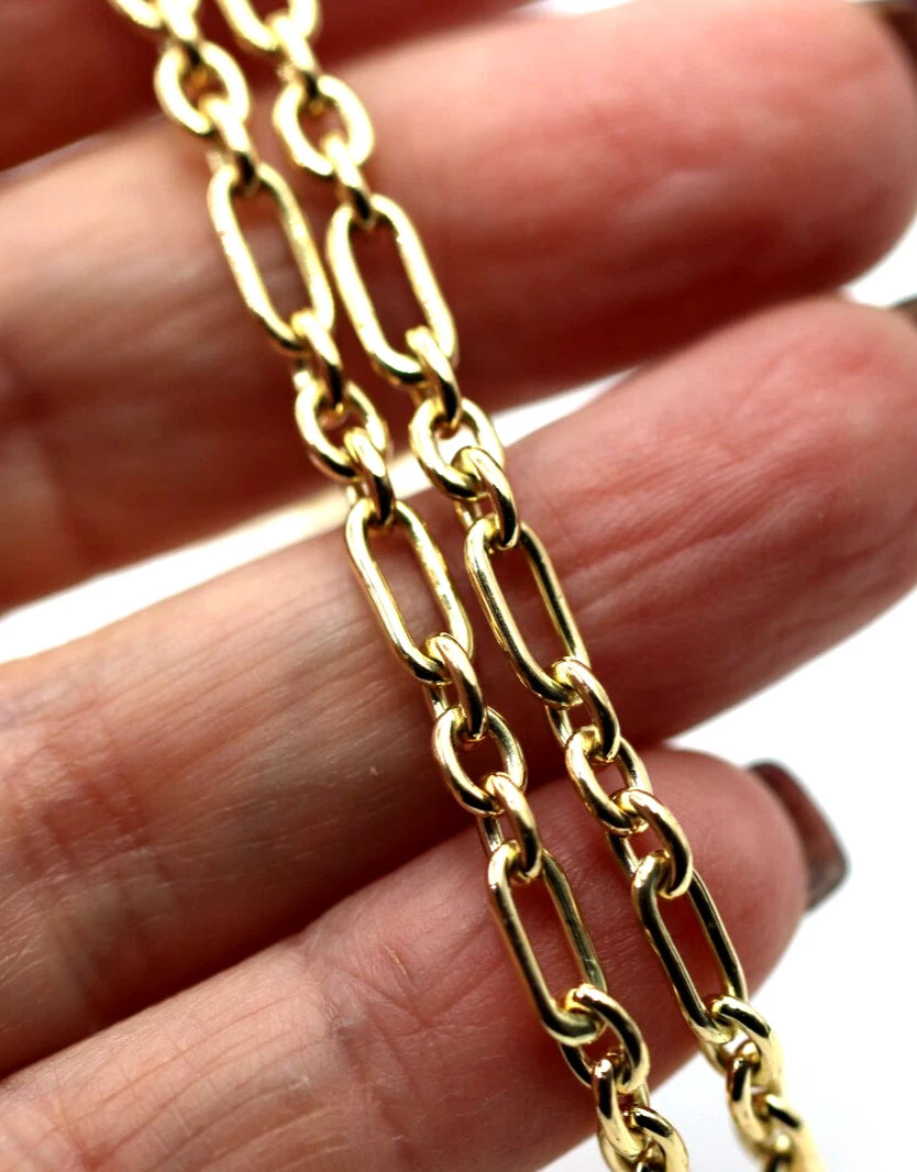 Genuine Solid 45cm 9ct Yellow Gold Fancy Link Chain Necklace + T-Bar - Last one