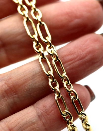 Genuine Solid 45cm 9ct Yellow Gold Fancy Link Chain Necklace + T-Bar - Last one