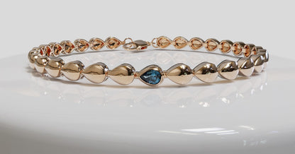 Genuine 9ct 9k 375 Yellow, Rose or White Gold Pear Blue Topaz Bracelet