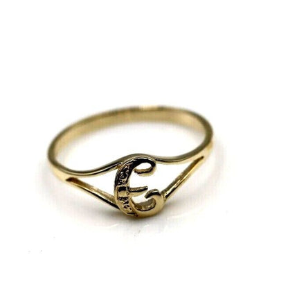 Genuine Delicate 9ct 375 Yellow, Rose or White Gold Initial Ring E