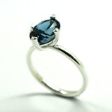 Genuine Sterling Silver Ring London Blue Topaz 10mm x 7mm - Choose your ring size