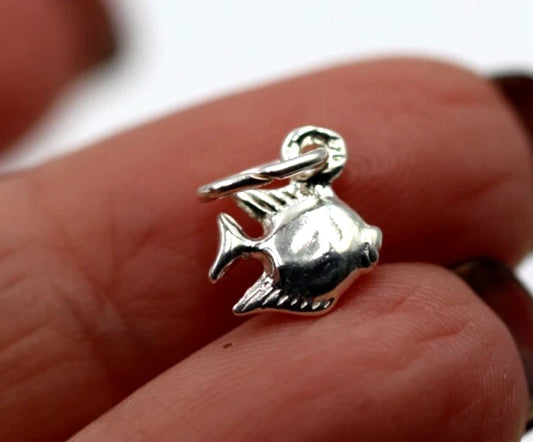 Genuine Sterling Silver 925 Solid Small Tiny Fish Charm / Pendant