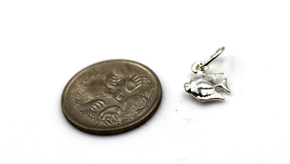 Genuine Sterling Silver 925 Solid Small Tiny Fish Charm / Pendant