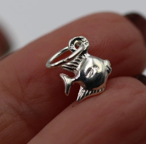 Genuine Sterling Silver 925 Solid Small Tiny Fish Charm / Pendant