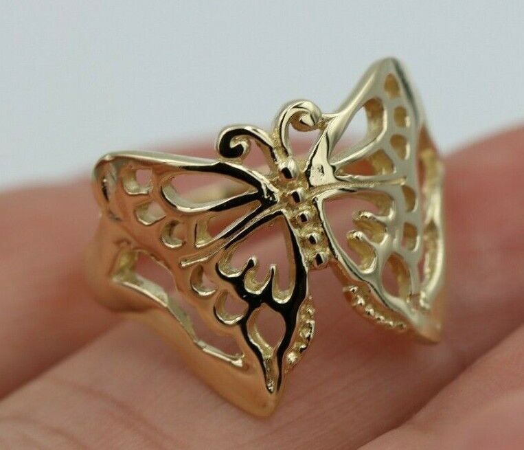 Kaedesigns New Size T Solid 9ct Yellow, Rose or White Gold Filigree Butterfly Ring 236