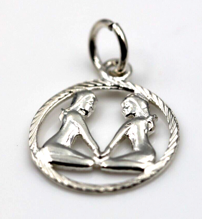 Genuine New Sterling Silver 14.5mm Round Cut Out Zodiac Pendant - All star signs available