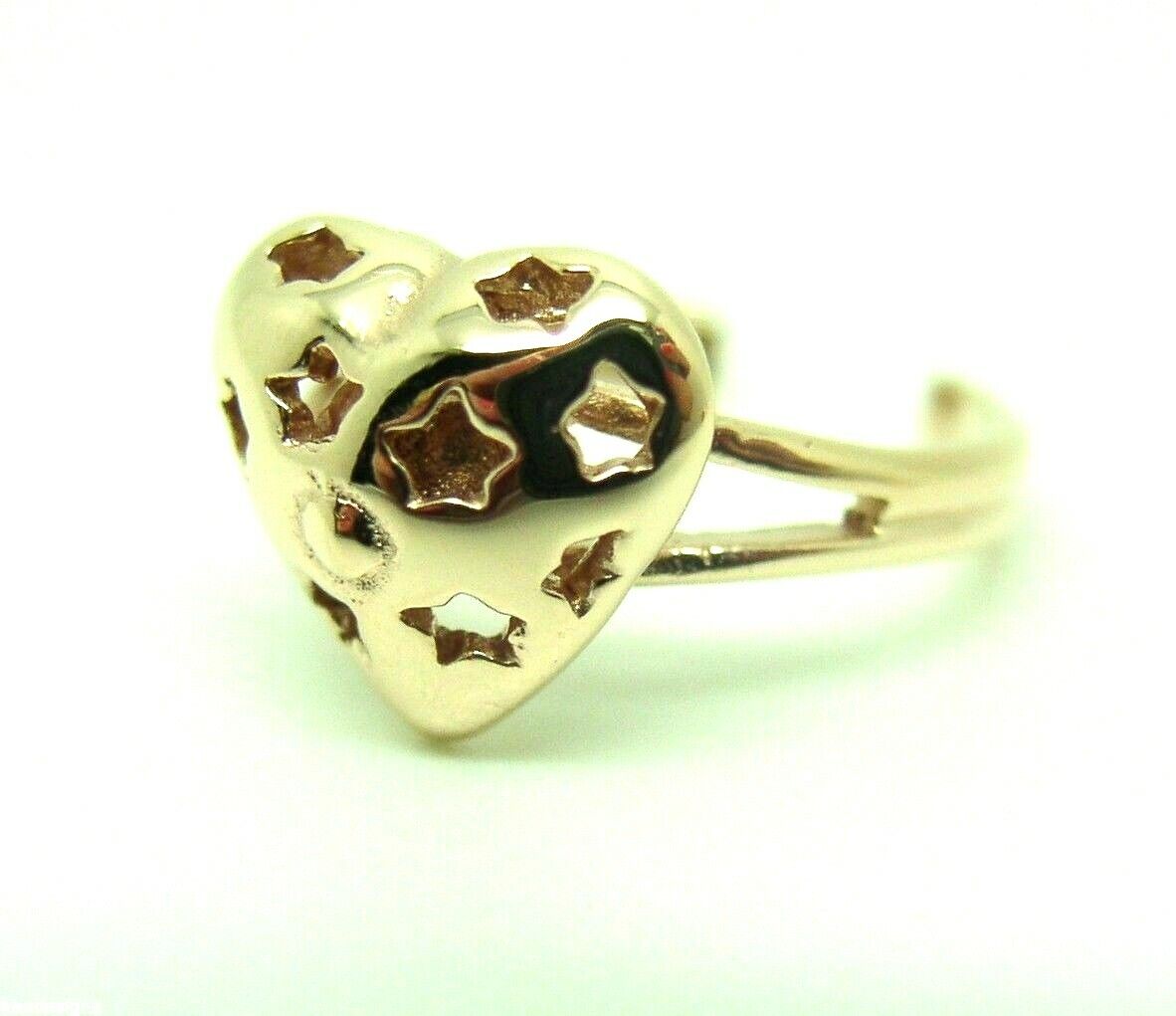 Genuine 9ct 375 Yellow or Rose or White Gold Star Heart Toe Ring  232