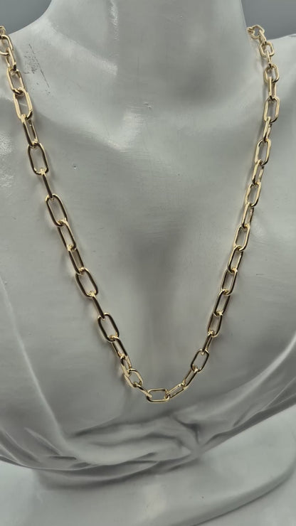 Handmade Heavy 9ct Yellow, Rose or White Gold Paper Clip Paperclip Chain Necklace