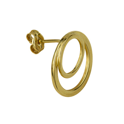 Genuine 9ct 9k Solid Yellow Gold Double Open Circle Studs Earrings