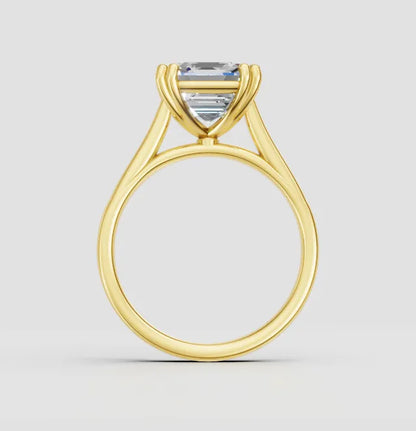 Genuine 18ct Yellow Gold 3.07ct Lab Grown Diamond Asscher Claw Solitaire Engagement Ring